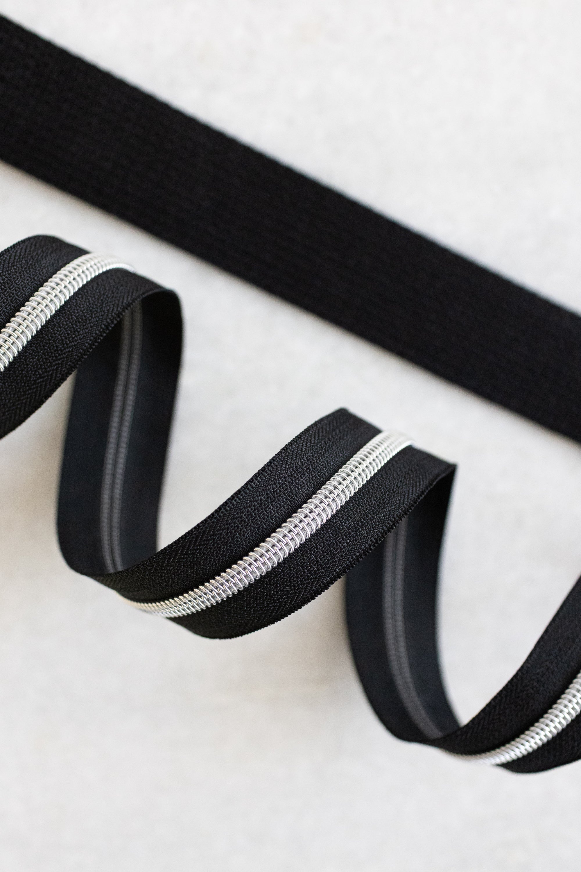 Black - #5 Silver Nylon Zipper Tape