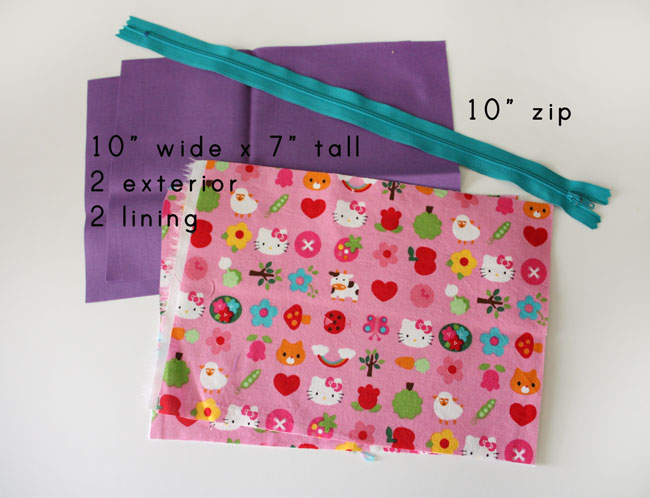 open wide zippered pouch tutorial size chart - Noodlehead