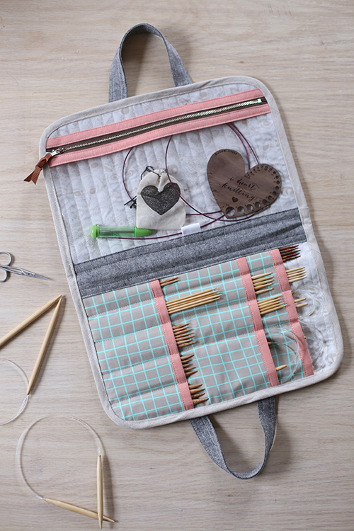 Knitting Needle Case Storage Roll Teal Accessories Sewing Needle Bag Organiser 