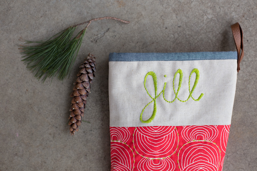 Jill's Christmas Stocking - Noodlehead, Rain Walk canvas