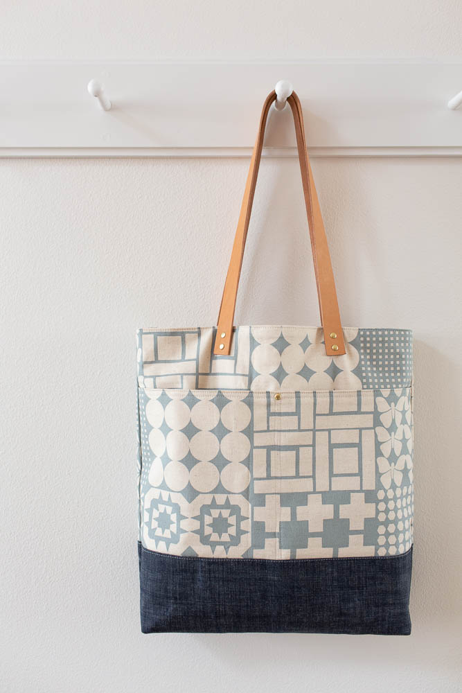 Stamped Wool + Wax Tote and pouch - Noodlehead